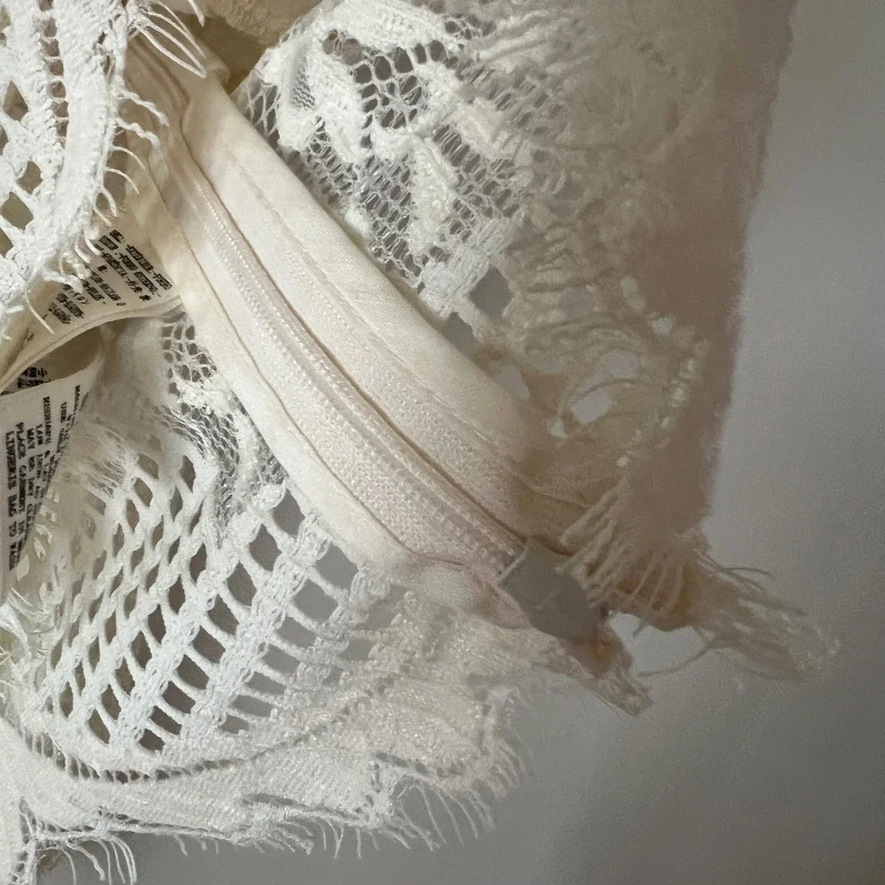 Free People Crochet Top XS Ivory Lace Crop Top NWT Festival Summer Feminine Boho